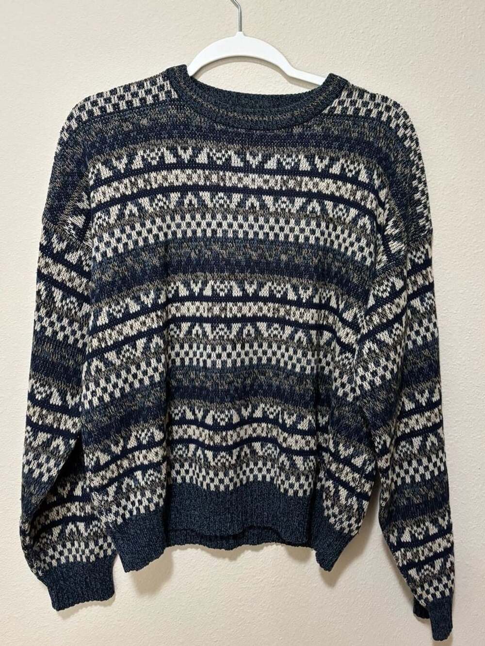 Vintage Fair Isle Crewneck Knit Pullover Sweater Basic Editions Size M